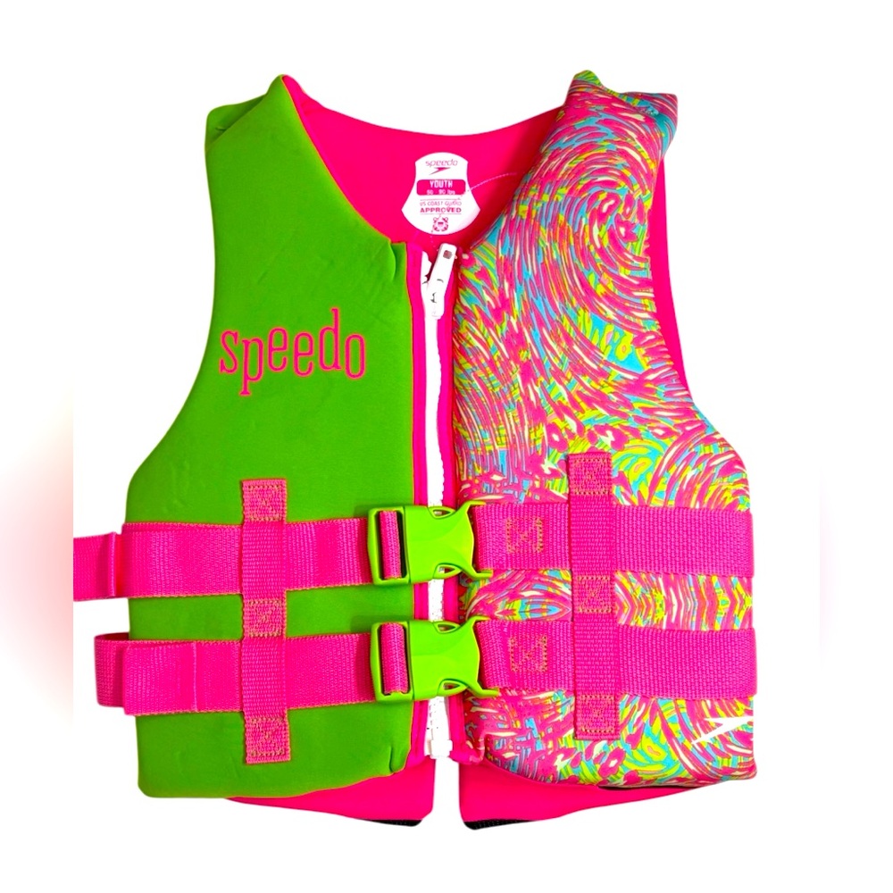 Speedo Youth Life Jacket Flotation Device, Pink -Youth, 50-90 lbs., 25-29 in.